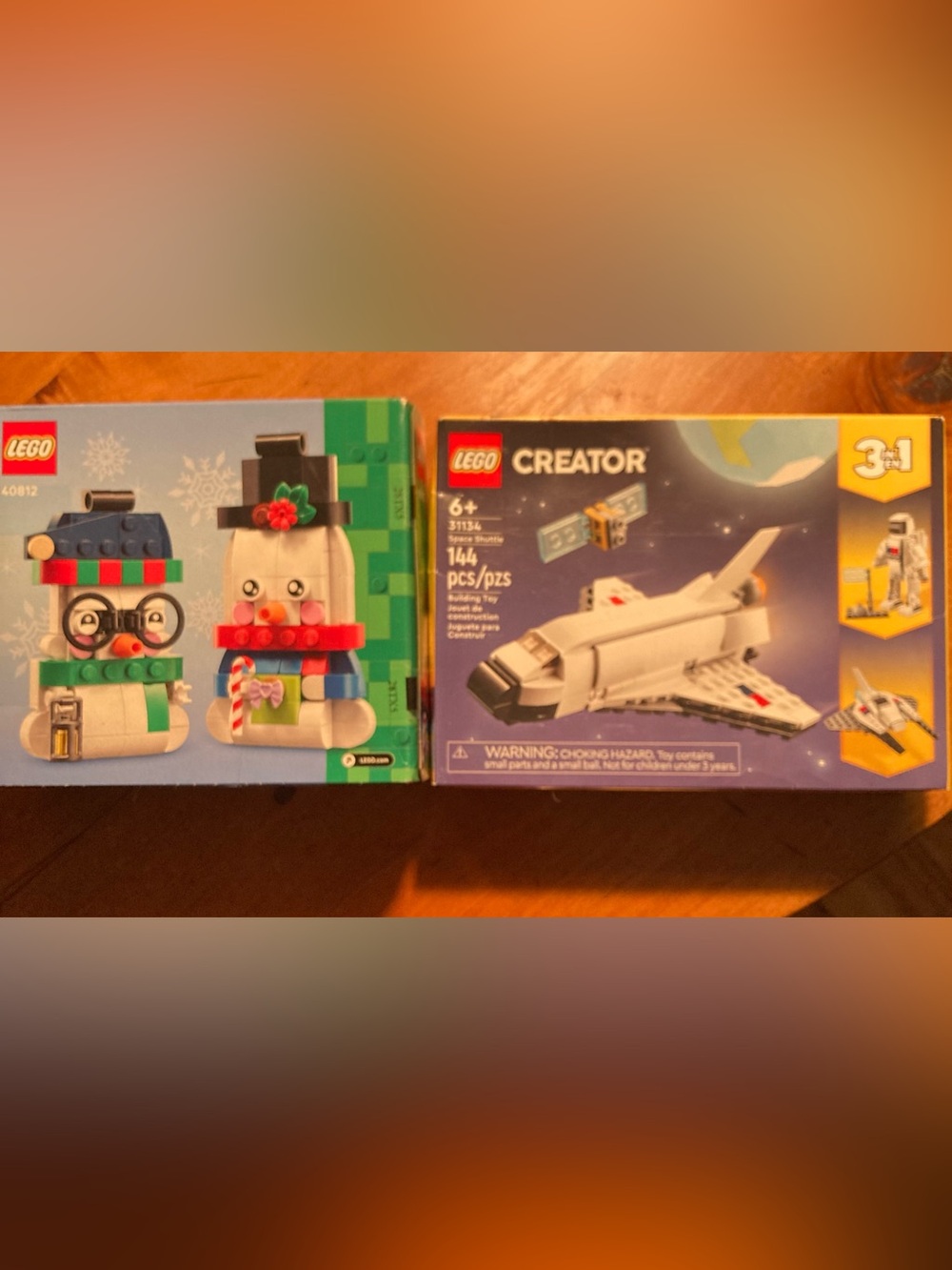 2 LEGO Creator Blue and White Space Shuttle & Holiday Snowmen Building Sets